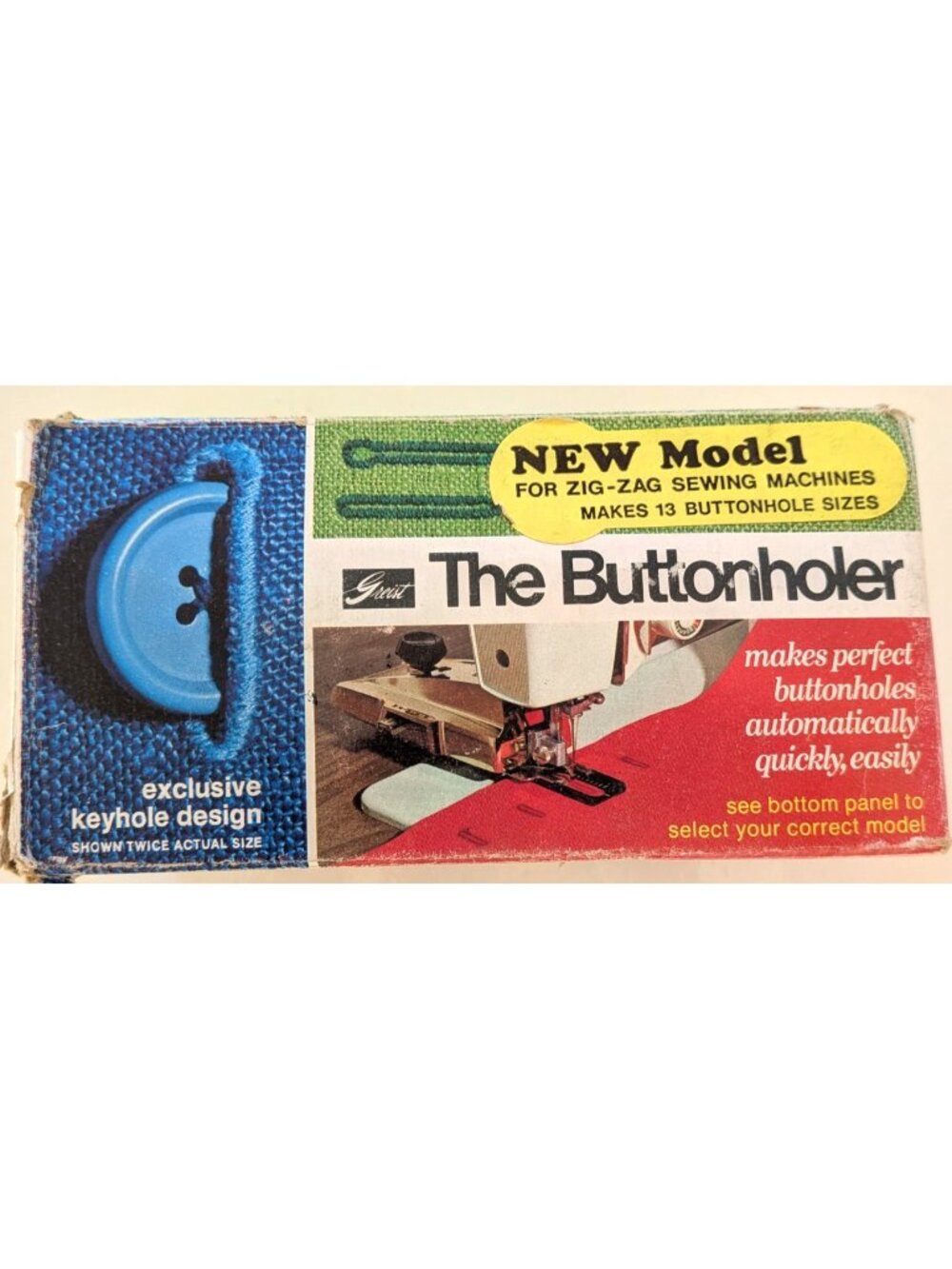 VTG Greist 1-Z Buttonholer Automatic Attachment F/ Zig-Zag Machines 13 Sizes USA